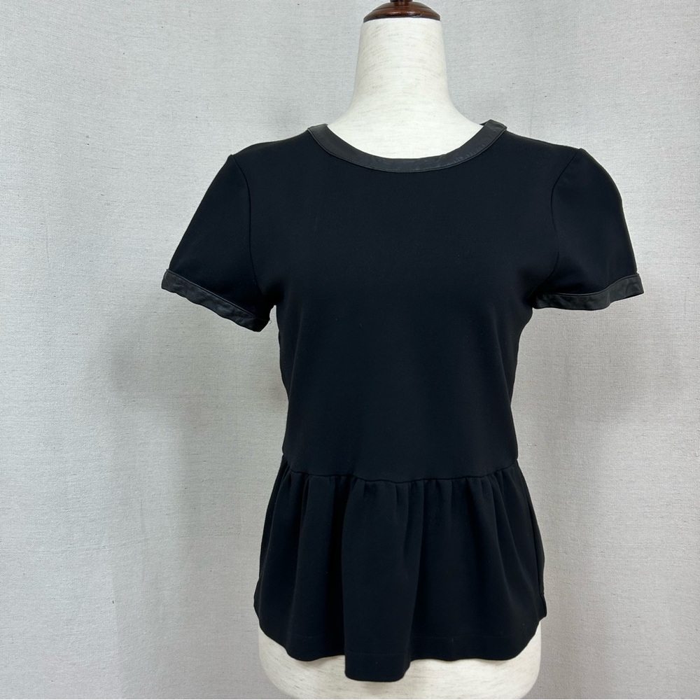 Madewell Black Peplum Short Sleeve Top